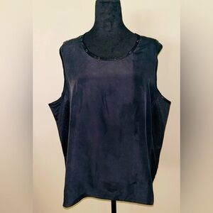Diane Gilman Collection 100% Silk Black Tank Top 2XL